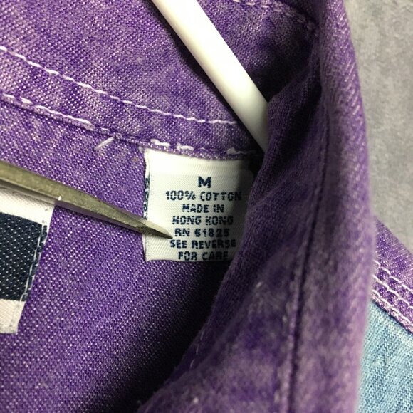 Vintage Nuovo County Seat Chambray Shirt size Medium Long Sleeve Purple Button - Picture 5 of 14
